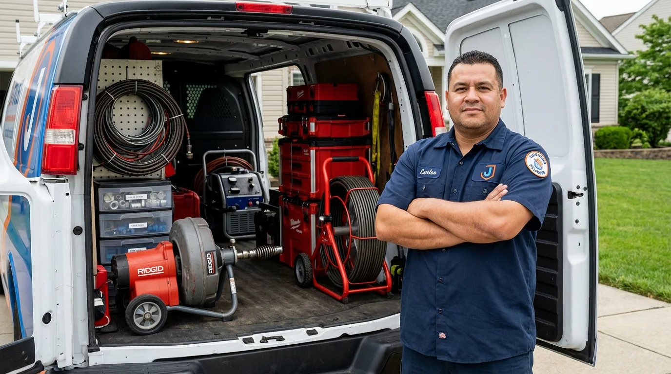 Professional drain cleaning equipment and Johns Plumbing LLC plumber in Lock Haven