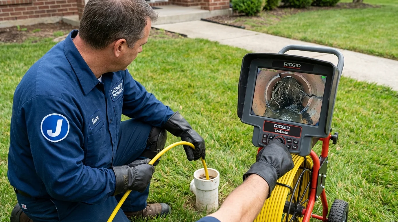 Sewer camera inspection being performed by Johns Plumbing LLC in Lock Haven