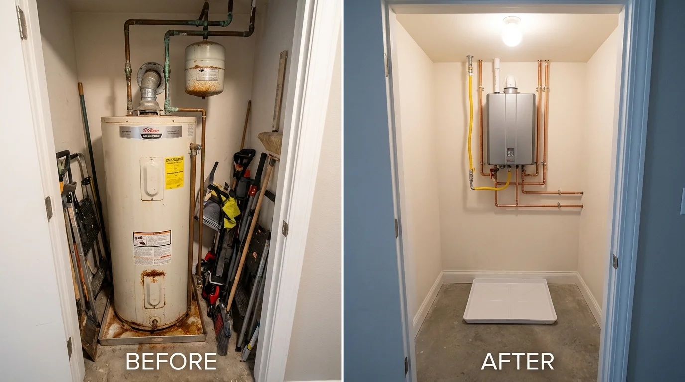 Tank water heater versus wall-mounted tankless unit comparison for Lock Haven, PA homeowners
