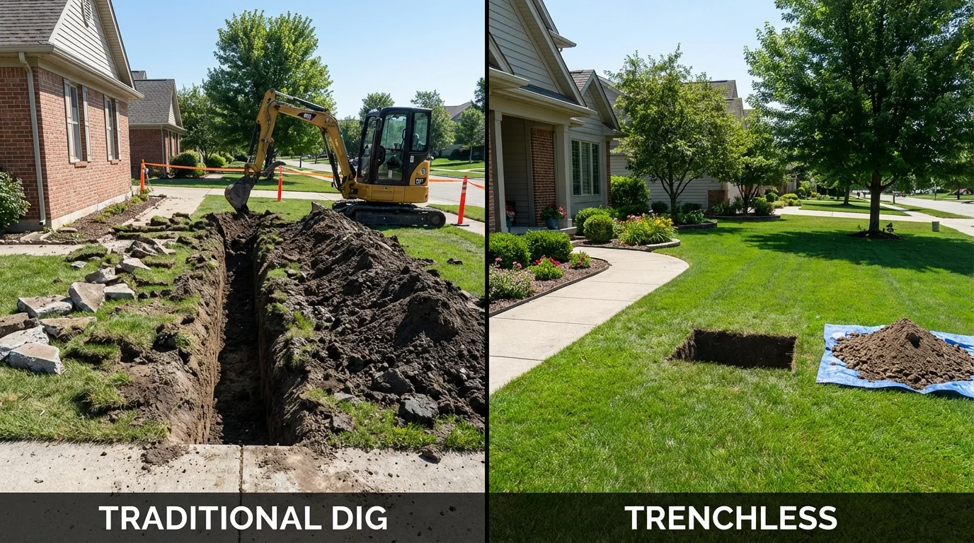 Trenchless sewer repair with minimal yard damage versus traditional excavation in Lock Haven, PA